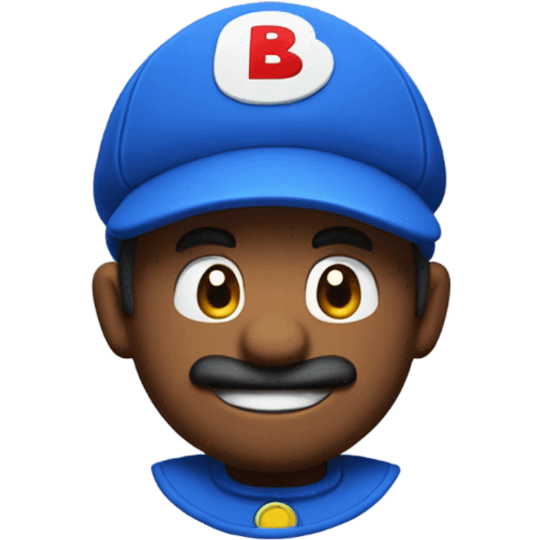 Brown Mario blue hat letter b emoji