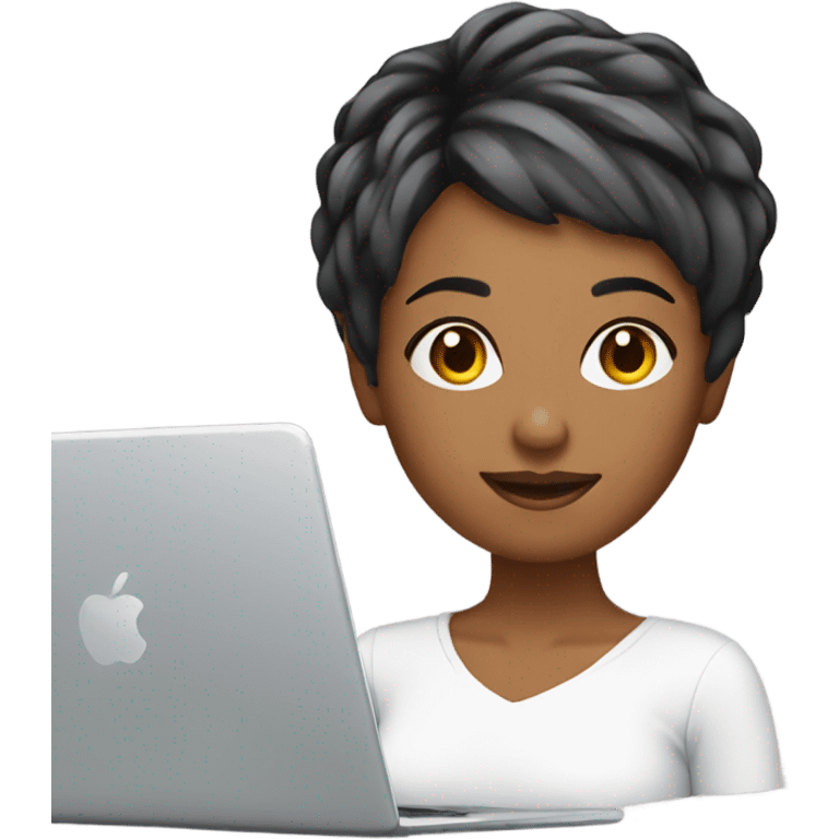 woman pixie cut with laptop emoji