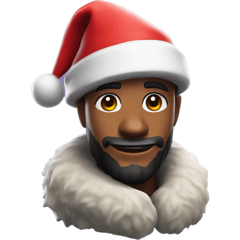 A Fortnite skin with a Christmas hat emoji