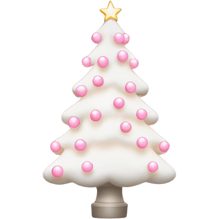 White Christmas tree with pink lights and pink little ornament balls emoji