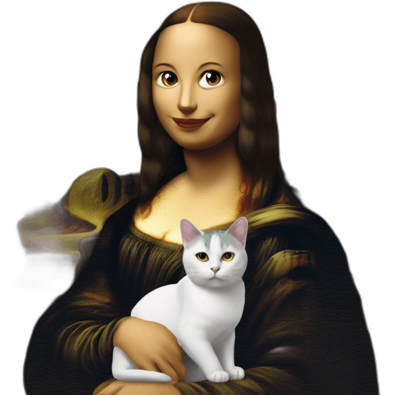 a cat is drawing mona lisa emoji