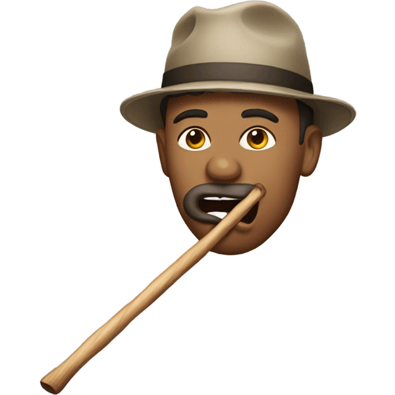 Man with a stick in his mouth emoji