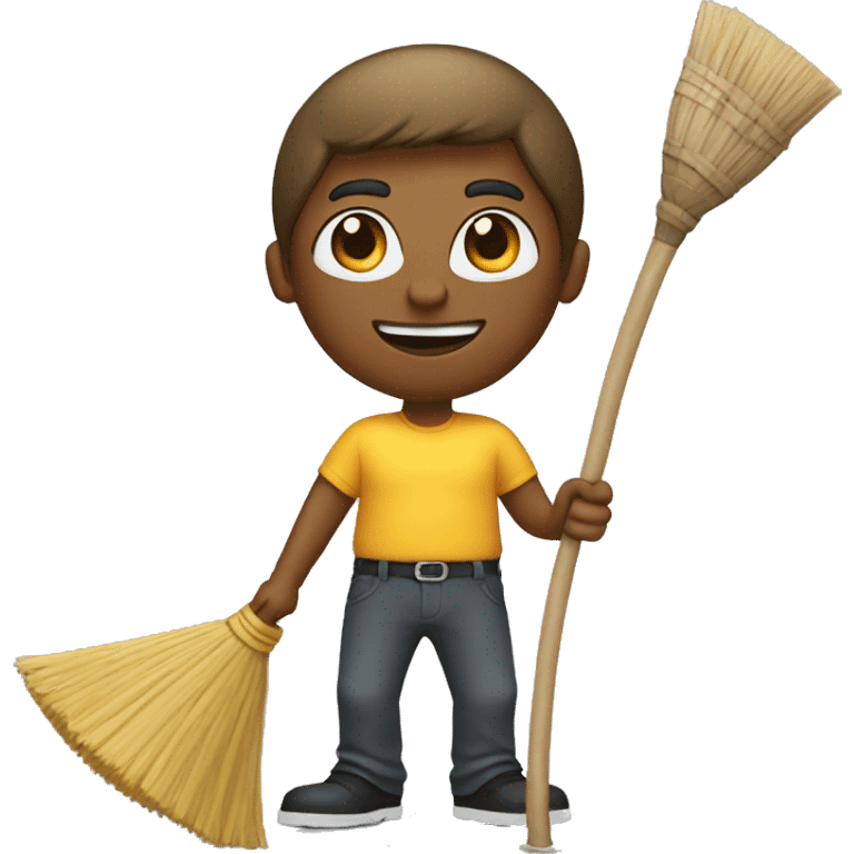 Back guy with broom emoji