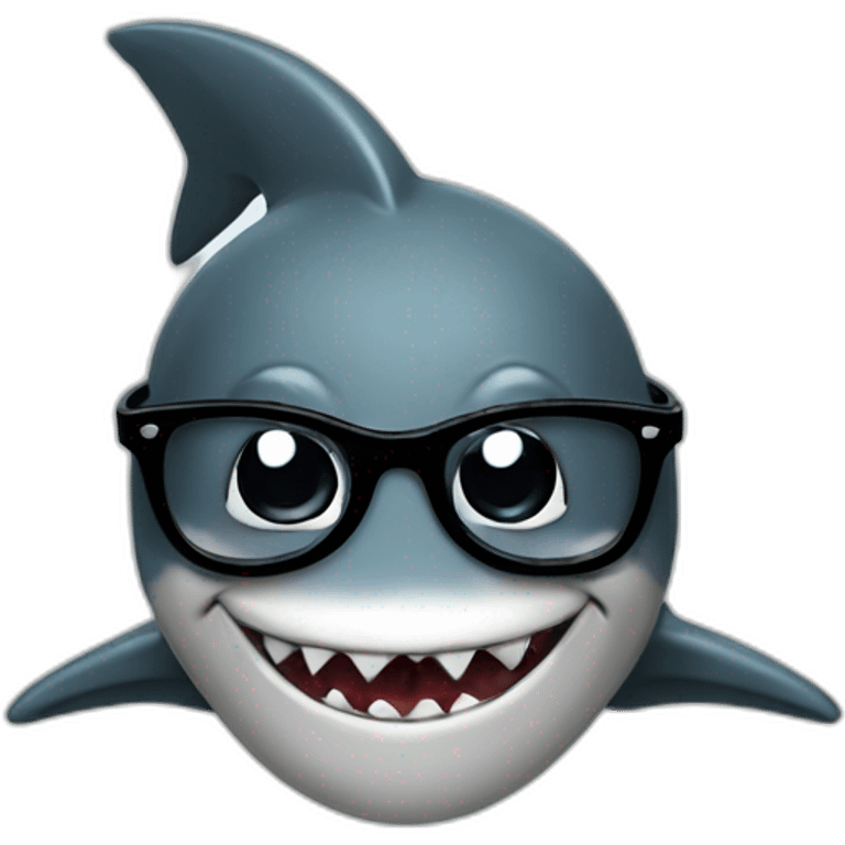 shark with glasses black neo emoji