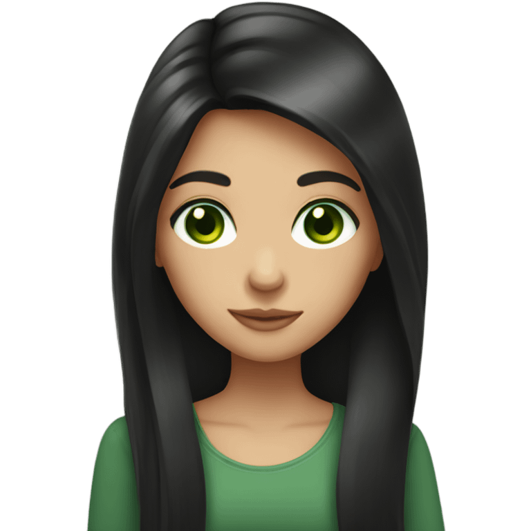 girl with dark brown long hair and green eyes emoji