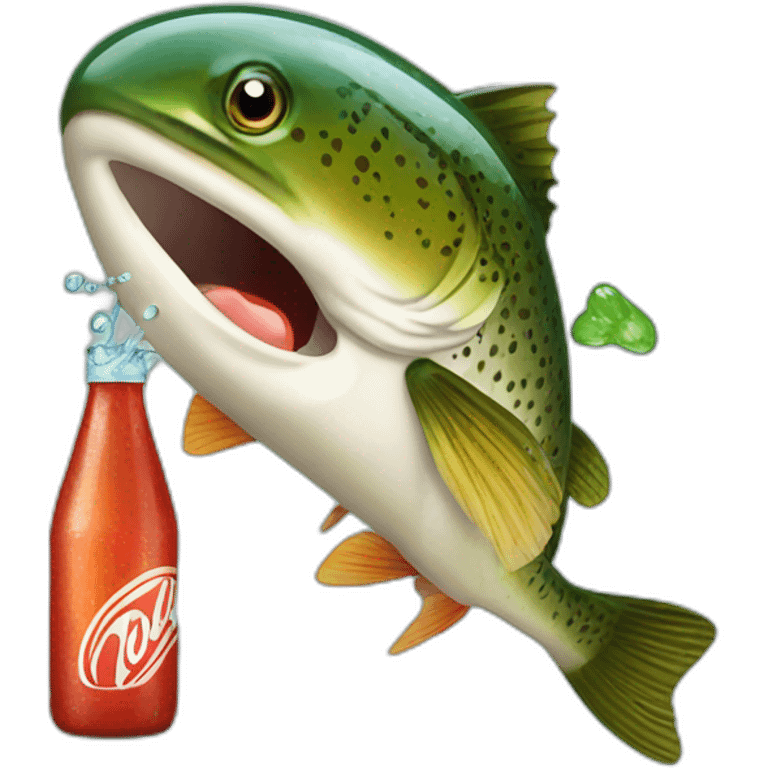 trout drinking soda bottle emoji