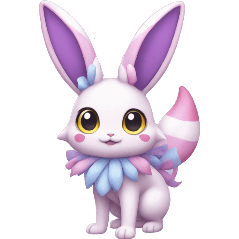 purple Kawaii Sylveon-Bunny-Pokémon full body emoji