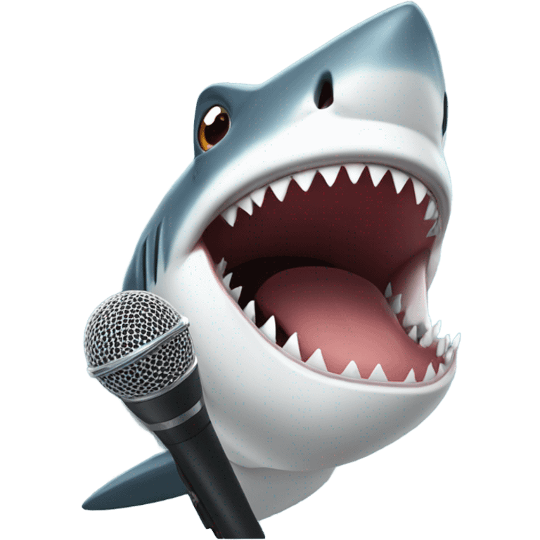 a shark with a microphone emoji