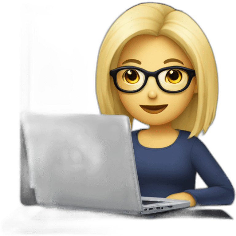 fille BLONDE ronde cheveux mi longs à lunettes qui travaille sur un ordinateur qui travaille sur ordinateur emoji