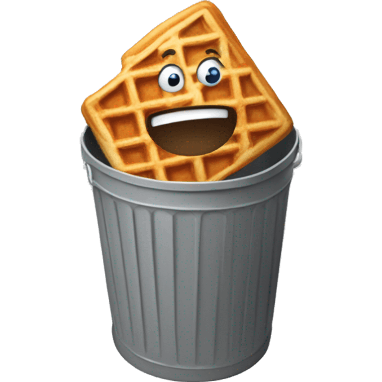 waffle cone in a grey trash can emoji