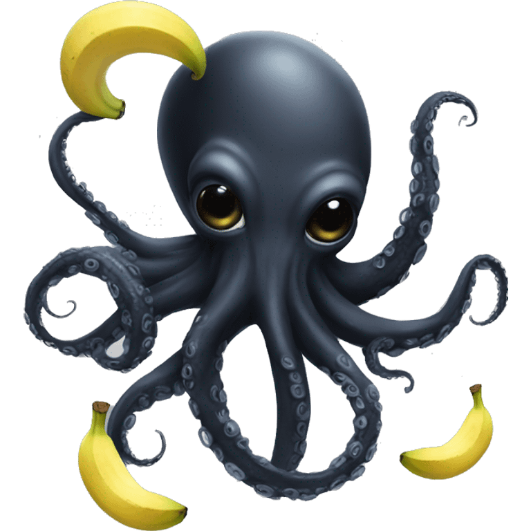 Black Alien Octopus with banana emoji