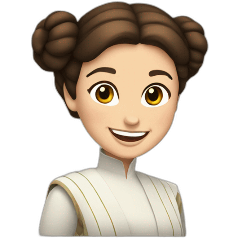 princesa Leia sonriendo dientes emoji