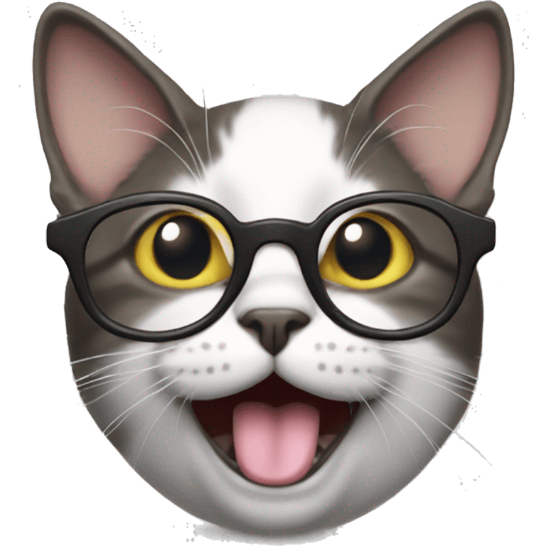 silly cat wearing glasses with tongue out emoji