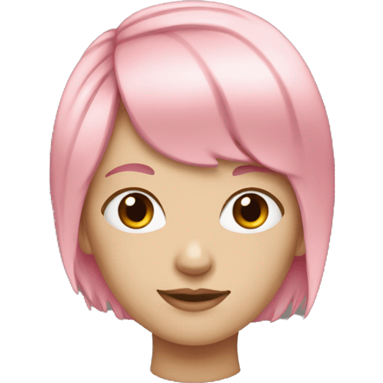 white girl with pink hair and bangs emoji