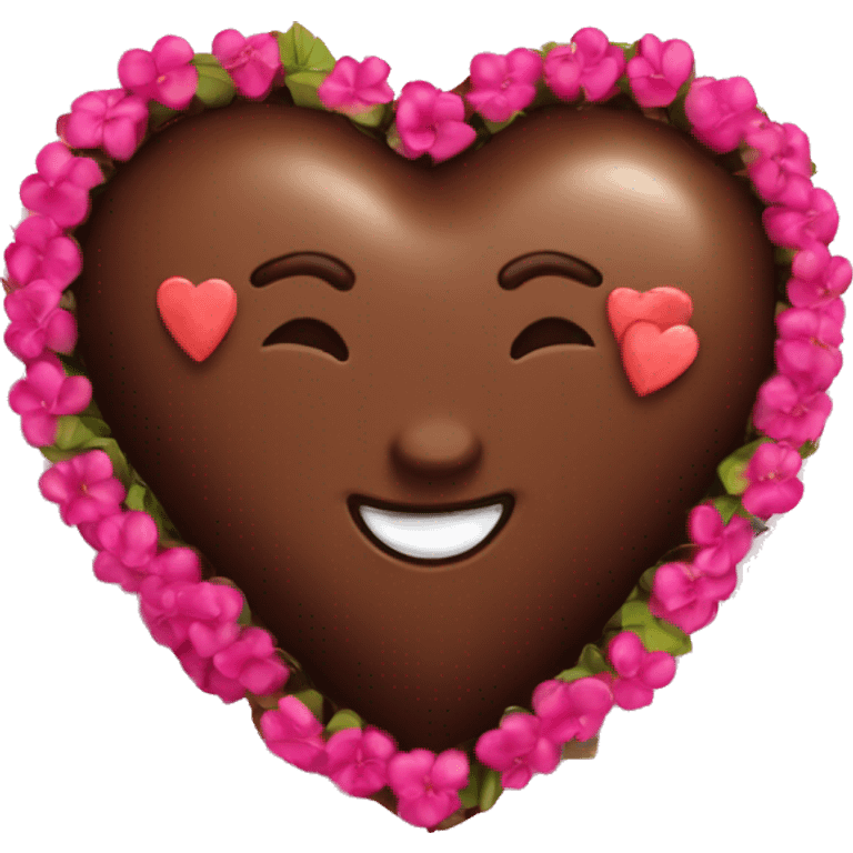 Heart shaped box of chocolate with a lei around it emoji