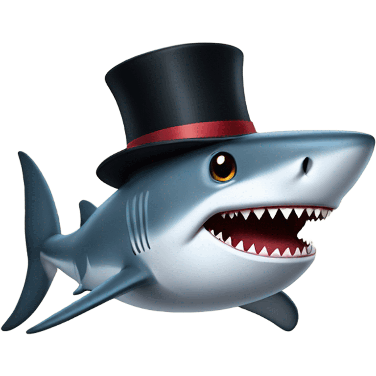 Shark with a top hat emoji