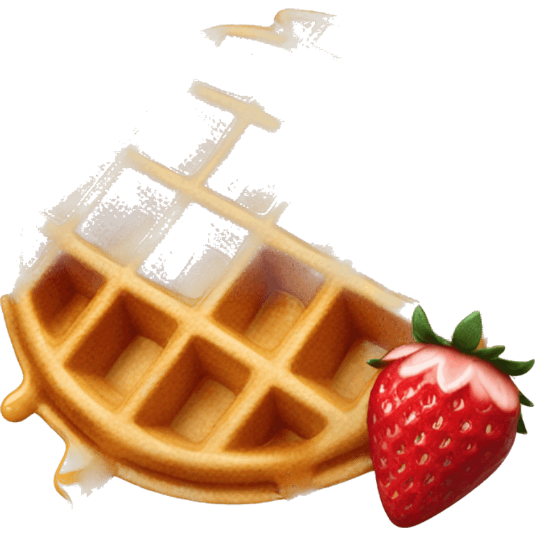 Waffles with strawberries and syrup  emoji