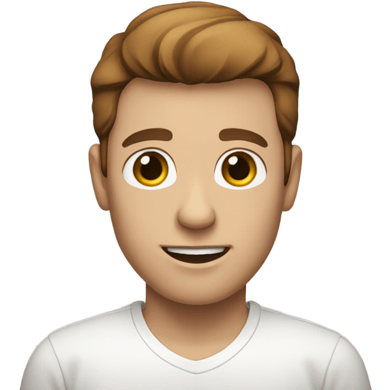 white guy with brown hair in white shirt  emoji