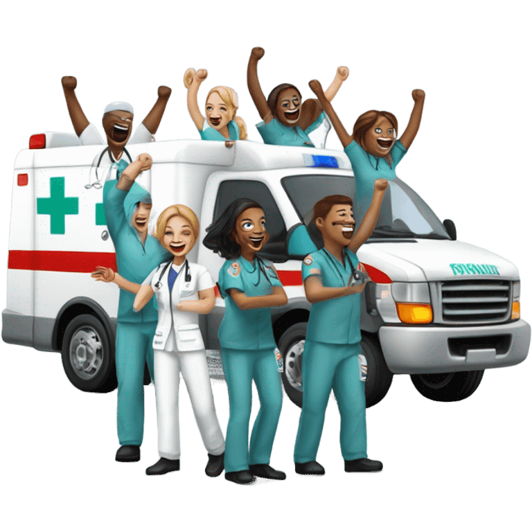 Ambulance team cheering  emoji