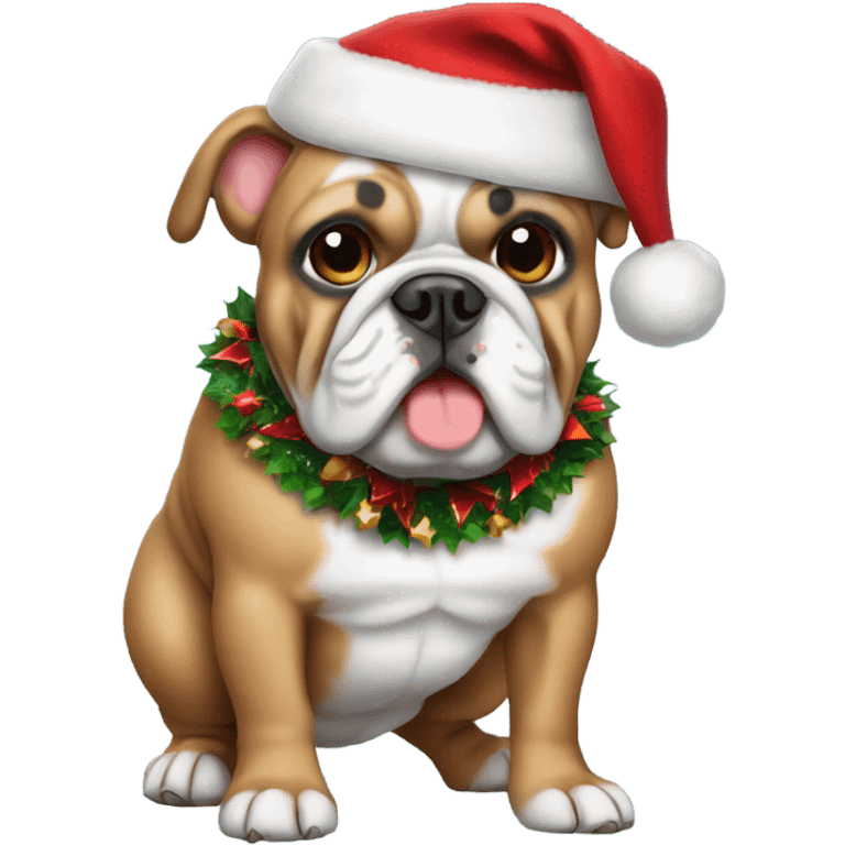 Bulldog with Christmas outfit emoji