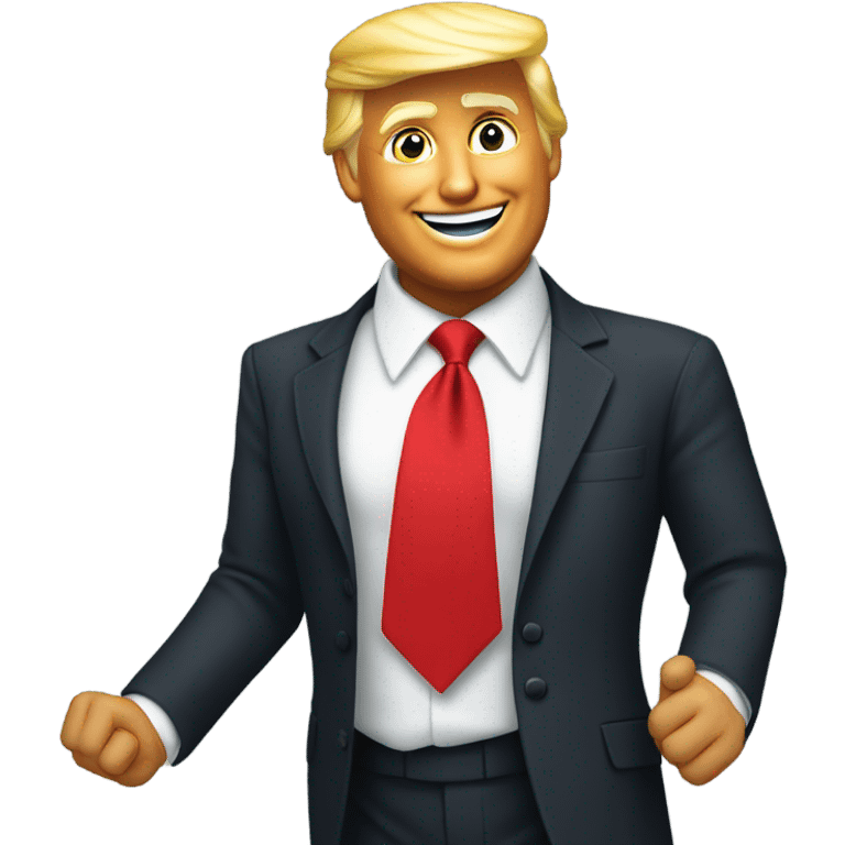 president donald trump with a red tie dancing to ymca emoji