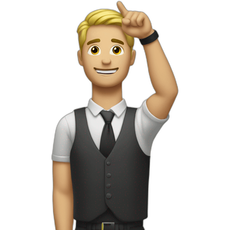 man raising his arm for a taxi with a armband emoji