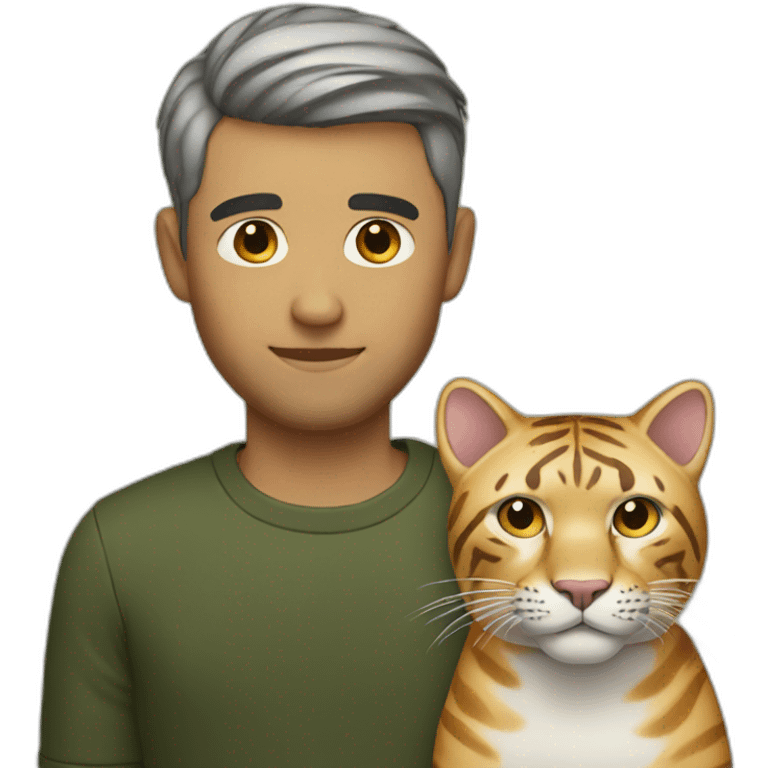 Man with short hair and big cat  emoji