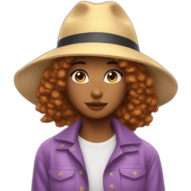 a girl with a hat bts emoji