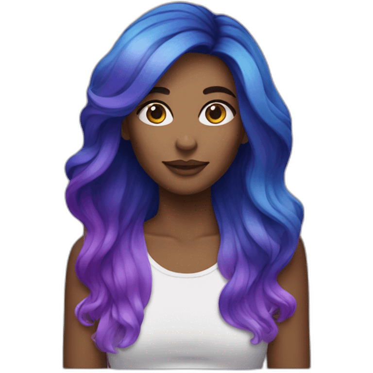 Woman with blue and purple ombre hair emoji