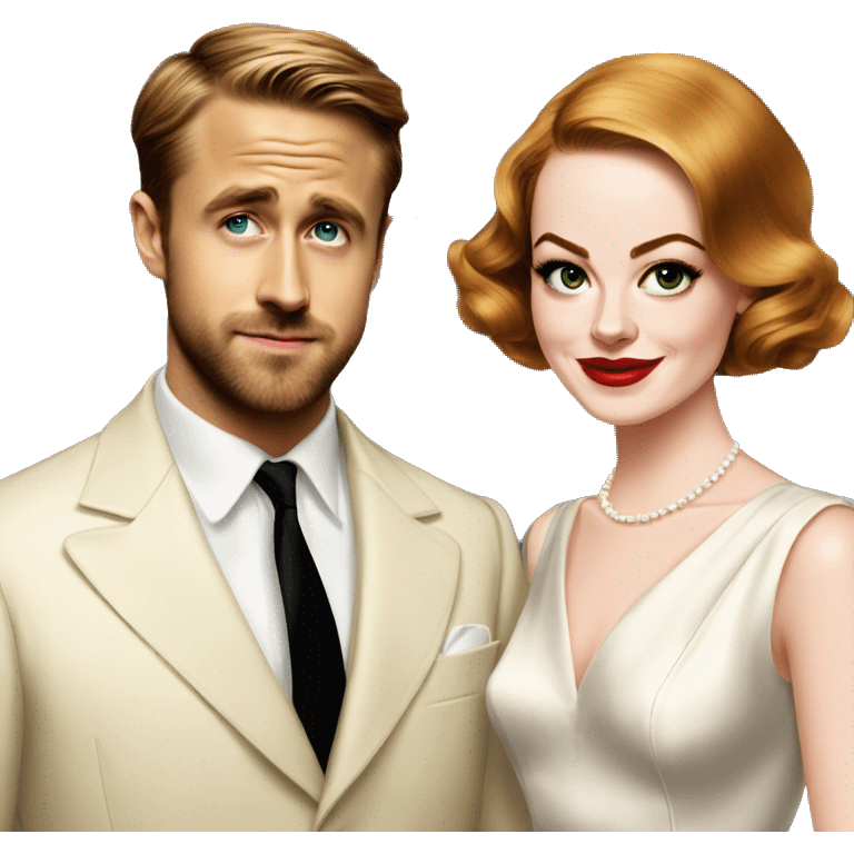 Ryan gosling and Emma stone 1940s party emoji