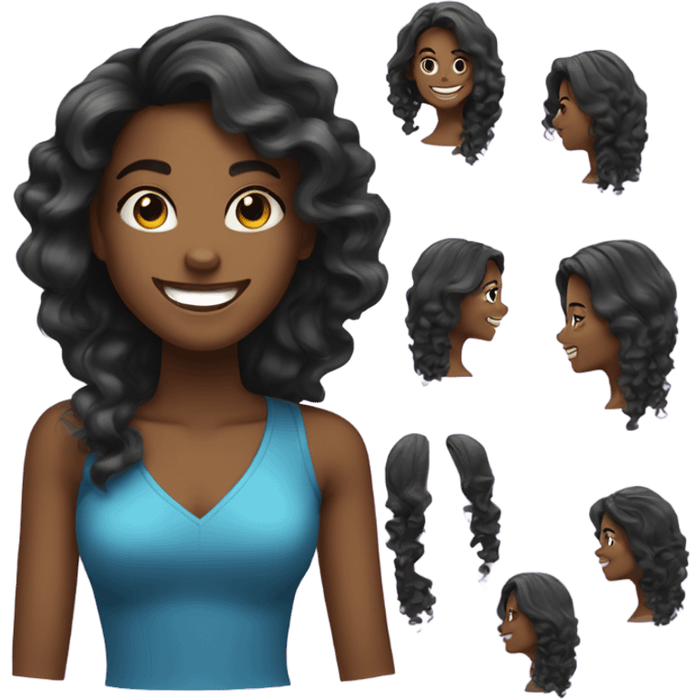 Smiling black girl with long bouncy blowdry hair  emoji