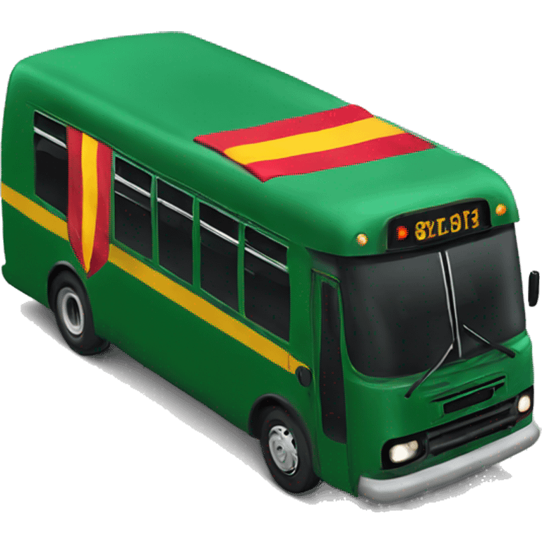 Dark green bus with a Spanish flag emoji