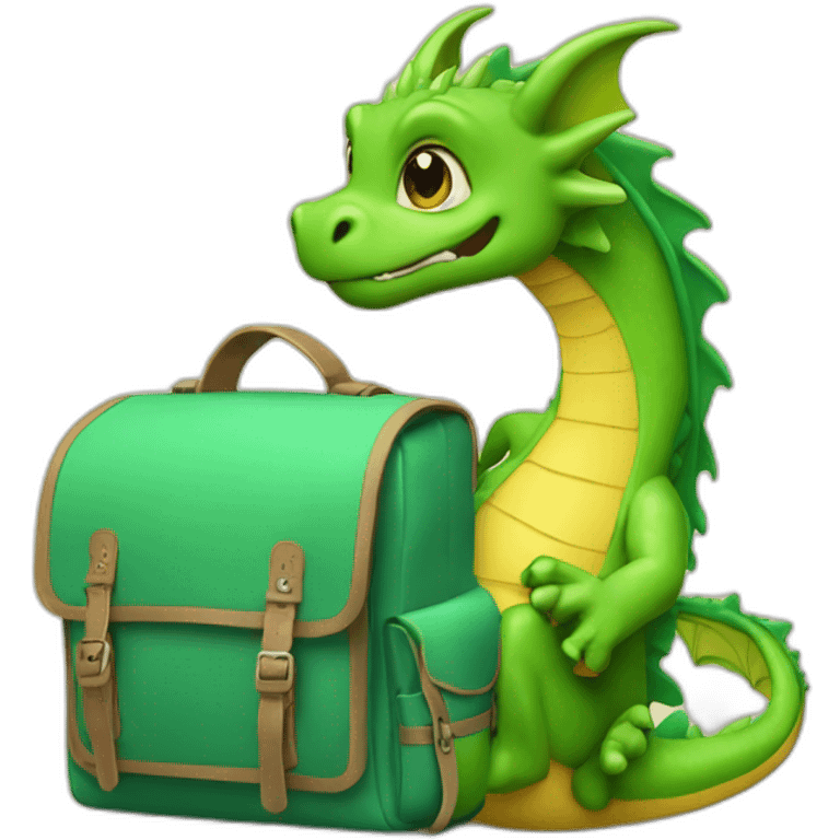 little dragon carring school bag emoji