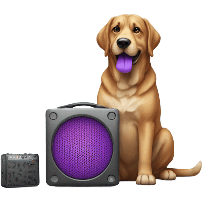 Big dog eating small purple speaker emoji