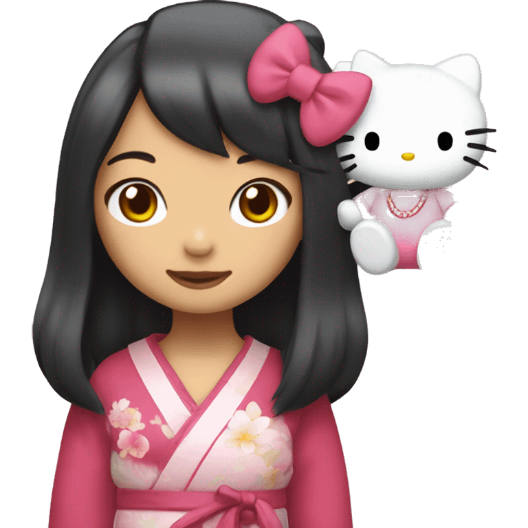 japanese girl with hello kitty emoji