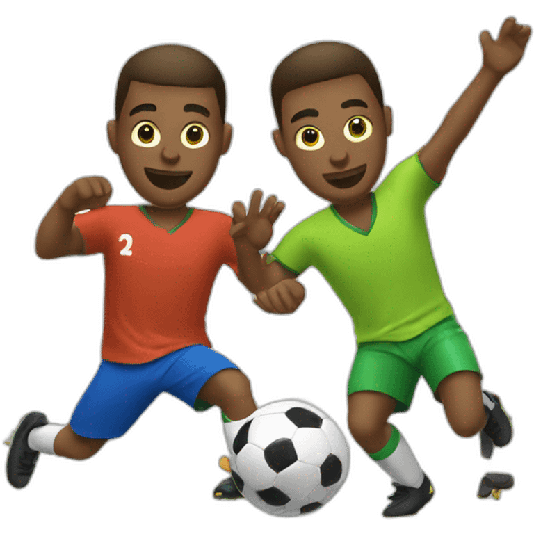 two guys doing tiki-taka playing football emoji