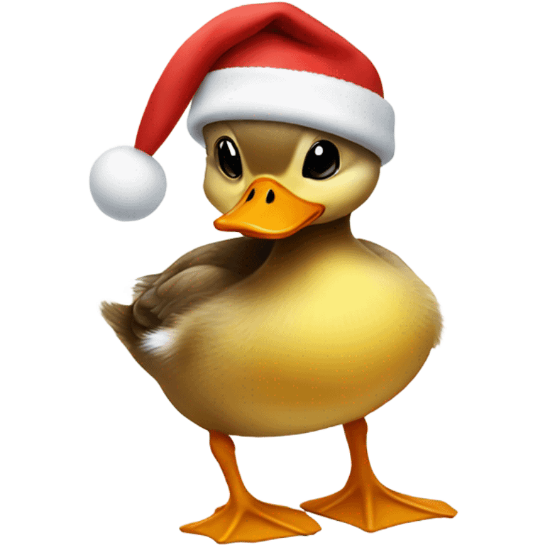 Baby duck wearing a Christmas hat emoji