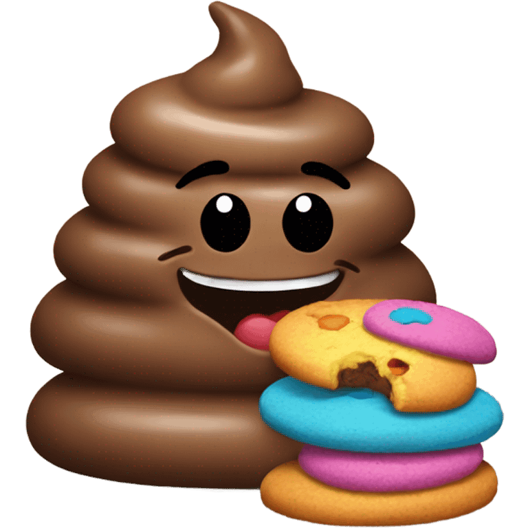 Poop emoji eating cookies emoji