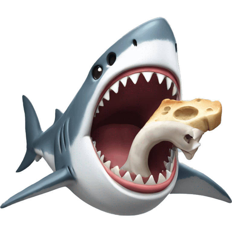 shark eating a dog bone emoji