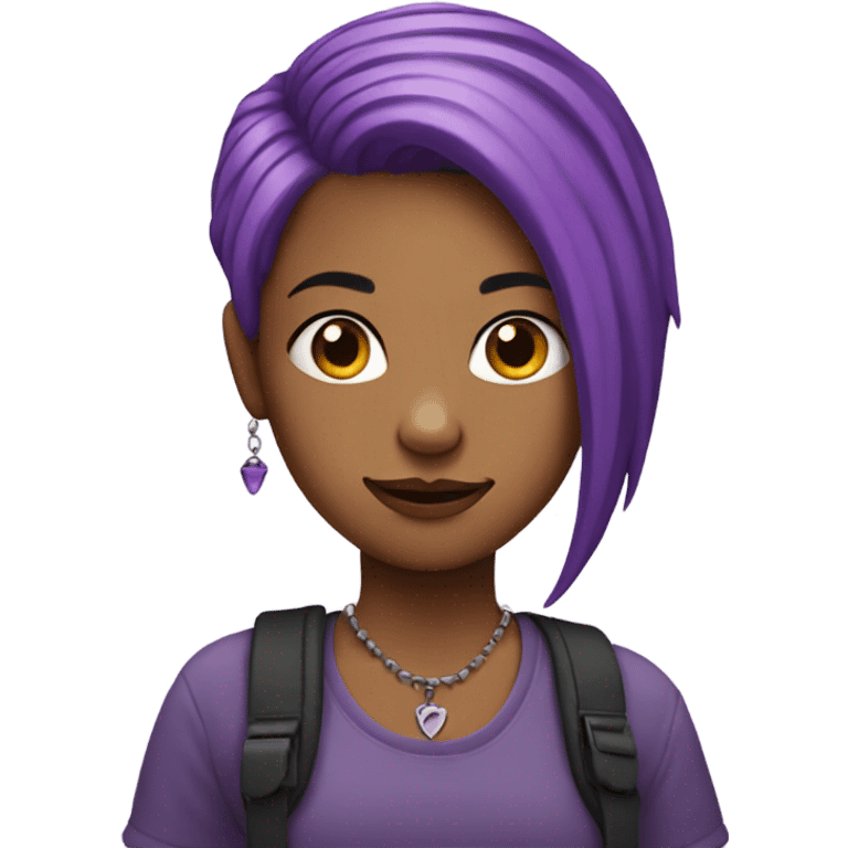 Purple hair girl with piercings emoji