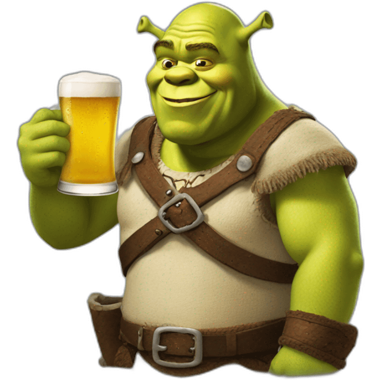 Shrek with a beer emoji