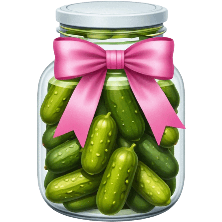 Jar of pickles with pink bow emoji