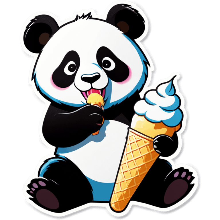 Panda eating ice cream emoji