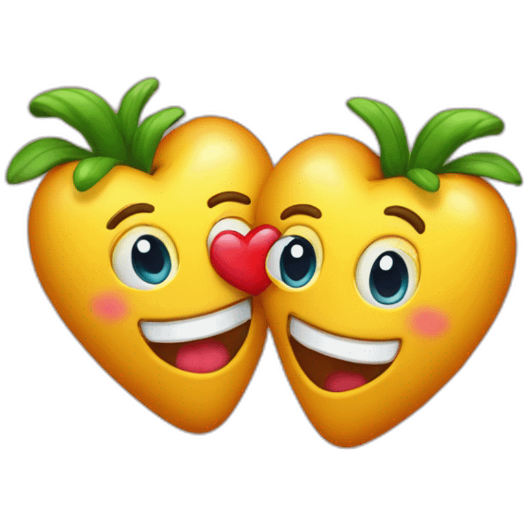 Dos Corazones arcoiris contentos sonriendo emoji