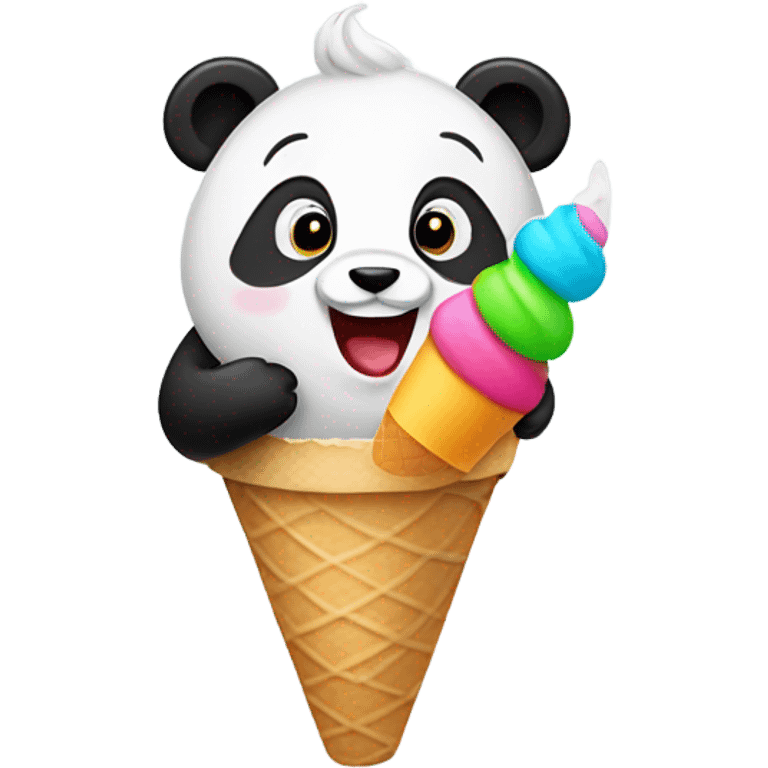 Panda eating ice cream emoji