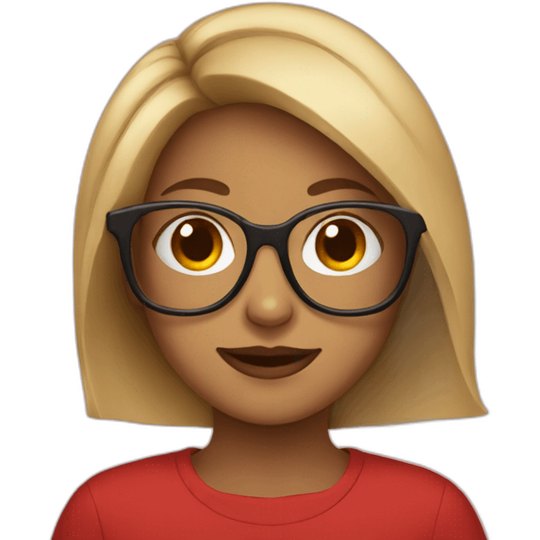 Girl wearing red glasses emoji