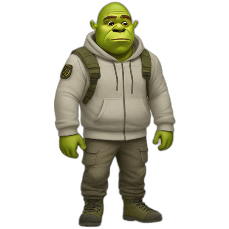 Shrek dressed in stone island emoji