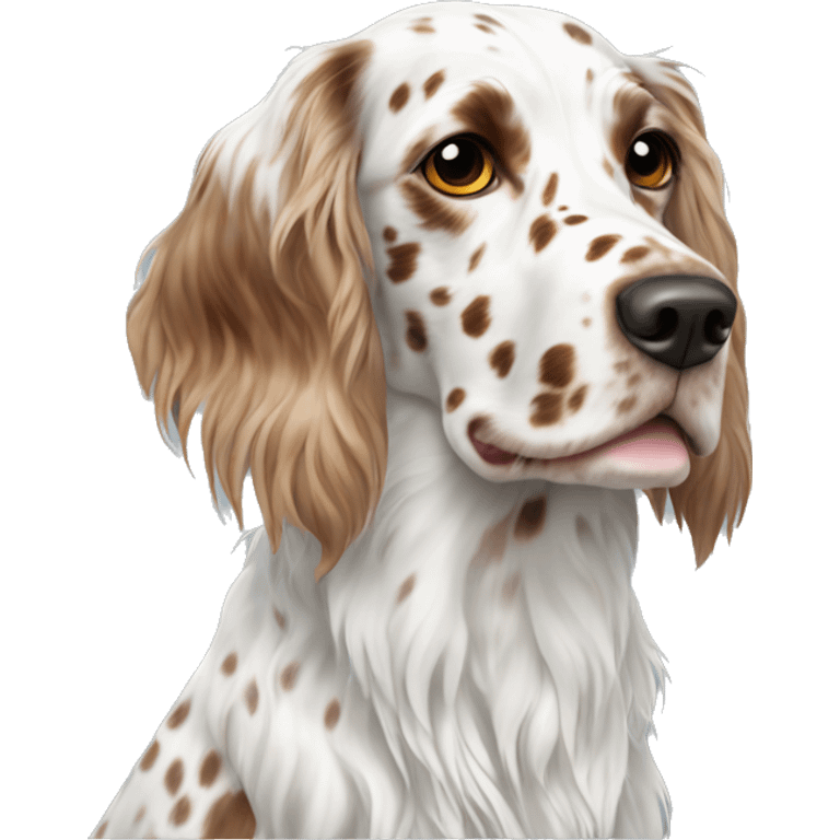 english setter white with small brown dots emoji