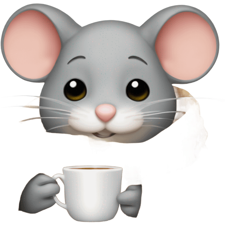 Cozy Mouse with a Blanket and Tea emoji