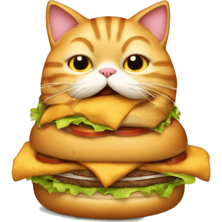 Fat Cat munching on a big burger emoji